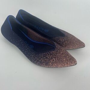Rothys Pointed Knit Flats in Navy/Copper